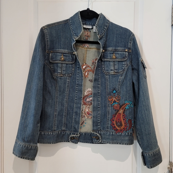 Chico's Jackets & Blazers - BEAUTIFULLY Embellished Chico's Jean Jacket Size 1 Small